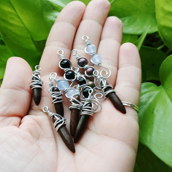 12 piece beaded charm dangles for jewelry making, gemstone craft supplies - Picture 3 of 3